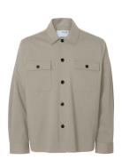 Slhreg Lorent Bi-Stretch Overshirt Noos Tops Overshirts Beige Selected...