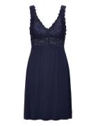 Nora Lace Slip Dress Nattøj Navy Hunkemöller