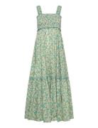 Cotton Party Strap Dress Knælang Kjole Green By Ti Mo