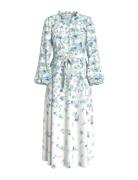 Vielma O-Neck L/S Long Midi Dress/Ln Knælang Kjole White Vila