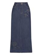 Rinse Stitch Denim Lang Nederdel Blue Ganni