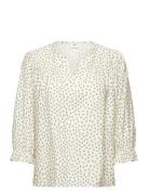 Jdysky 3/4 V-Neck Top Wvn Exp Tops T-shirts & Tops Long-sleeved Cream ...