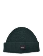 Unisex. Cotton Rib Knit Beanie Accessories Headwear Beanies Green GANT