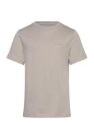 Chest Inst.logo Ss T-Shirt Tops T-Kortærmet Skjorte Beige Calvin Klein