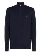 Essential Cotton Zip Thru Tops Knitwear Full Zip Jumpers Navy Tommy Hi...