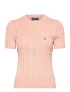 Cable-Knit Cotton Short-Sleeve Sweater Tops Knitwear Jumpers Pink Polo...