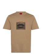 Deterni Tops T-Kortærmet Skjorte Beige HUGO