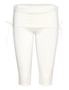 Ruched Low Rise Capri Leggings Bottoms Trousers Capri Trousers White M...