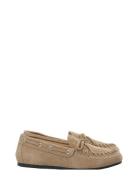 Biamarlene Moccassin Slipper Suede Shoes Flat Loafers Beige Bianco