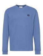Ls Waffle Badge Crewnk Tee Tops Sweatshirts & Hoodies Sweatshirts Blue...