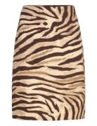 Zebra-Print Linen-Cotton Pencil Skirt Skirts Short Skirts Beige Lauren...