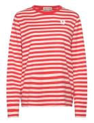 Tasaraita Unikko Ls Tops T-Langærmet Skjorte Pink Marimekko