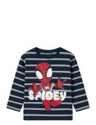 Nmmjosue Spider Nreg Ss Top Mar Tops T-shirts Long-sleeved T-Skjorte N...