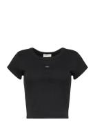 A- Woven Label 2X2 Rib Baby Tee Tops T-shirts & Tops Short-sleeved Bla...
