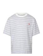 T-Shirt .-- Palmstri Tops T-Kortærmet Skjorte White Mango