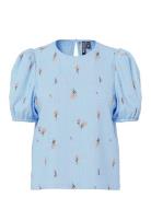 Pcjeo Ss O-Neck Top Wvn D2D Tops T-shirts & Tops Short-sleeved Blue Pi...