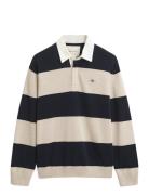 Barstriped Polo Tops Knitwear Long Sleeve Knitted Polos Navy GANT