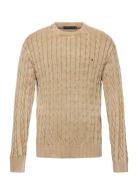 Classic Cable Gmd C Nk Tops Knitwear Round Necks Beige Tommy Hilfiger