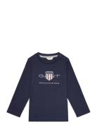 Archive Sheild Ls T-Shirt Tops T-shirts Long-sleeved T-Skjorte Navy GA...