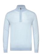 Extrafine Merino Wool Half Zip Tops Knitwear Half Zip Jumpers Blue GAN...