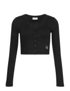 Ls Woven Label 2X2 Cotton Rib Ca Tops Knitwear Cardigans Black Calvin ...