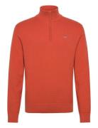 Textured Cotton Half Zip Tops Knitwear Half Zip Jumpers Orange GANT