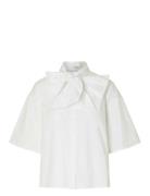 Slfaya-Juno 2/4 Bow Shirt Tops Shirts Short-sleeved White Selected Fem...