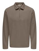 Onsnewkodyl Reg Half Zip Polo Sweat Vd Tops Polos Long-sleeved Beige O...