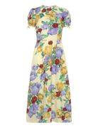 Flowered Cotton Midi Dress Dresses Summer Dresses Multi/patterned Stel...
