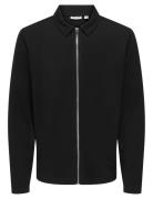 Onsnewkodyl Reg Zip Sweat Vd Tops Overshirts Black ONLY & SONS