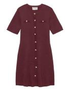 Awpicco 2/4 O-Neck Short Knit Dress Kort Kjole Burgundy Vero Moda