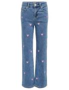 Kogjuicy Wide Leg Heart Emb Jeans Noos Bottoms Jeans Bootcut Jeans Blu...