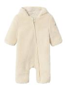 Nbnmayan Teddy Suit1 Outerwear Fleece Outerwear Fleece Coveralls Cream...
