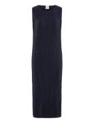Plisse Sl Midi Dress Knælang Kjole Navy Calvin Klein