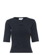 Gzdrew Washed Logo Top Tops T-shirts & Tops Short-sleeved Black Gestuz
