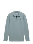 Basic Polo With Contrast Tops Polos Long-sleeved Blue Tom Tailor
