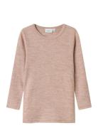 Nmnwax Wool Rib Ls Top Noos Tops T-shirts Long-sleeved T-Skjorte Pink ...