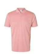 Slhfave Zip Ss Polo Noos Tops Polos Short-sleeved Pink Selected