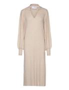 Slfselene Ls Knit Dress B Knælang Kjole Cream Selected