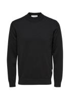 Slhrobert Ls Knit Mock Neck Tops Knitwear Round Necks Black Selected