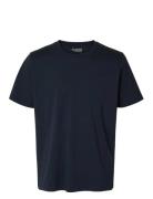 Slhaspen Ss O-Neck Tee Noos Tops T-Kortærmet Skjorte Navy Selected