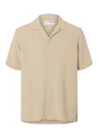 Slhrelax-Sal Shirt Ss Resort Tops Shirts Short-sleeved Beige Selected