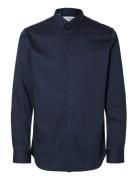 Slhslim-Performance Shirt Ls Noos Tops Shirts Business Navy Selected