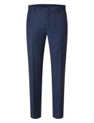 Slhslim-Neil Dark Blue Check Trs Noos Bottoms Trousers Casual Blue Sel...