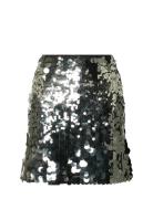 Slftana Hw Short Sequins Skirt B Skirts Short Skirts Silver Selected