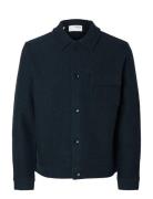 Slhnealy Ls Knit Shirt Jacket Noos Uldjakke Jakke Navy Selected