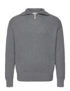 Slhdry Ls Knit Relaxed Half Zip Tops Knitwear Half Zip Jumpers Grey Se...
