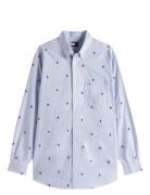 Tommy Girl Embroidered Shirt Tops Shirts Long-sleeved Blue Tommy Jeans