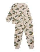 Pyjamas Ls Set Aop Pyjamassæt Cream Minymo