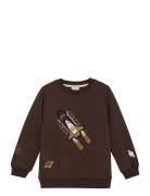 Sweatshirt Ls Aop Tops Sweatshirts & Hoodies Sweatshirts Brown Minymo